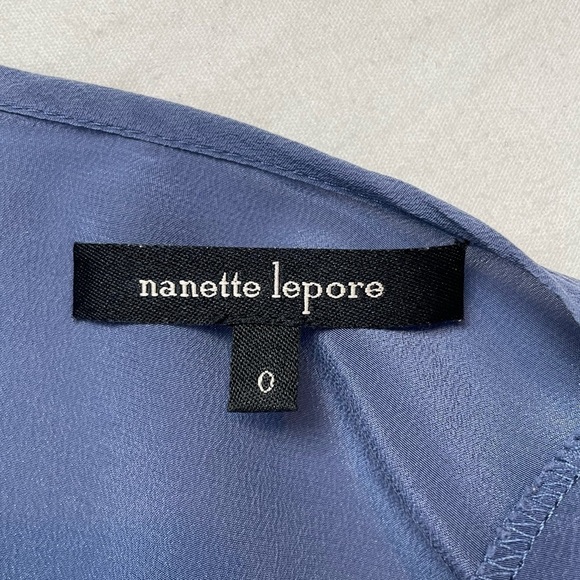 Nanette Lepore Silk Ruffle Detail Mini Dress in Blue Size 0 - Picture 4 of 4